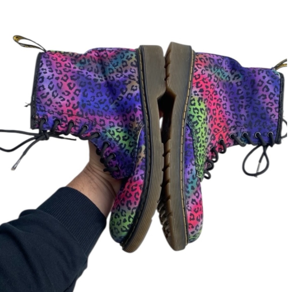 Dr. Martens Delaney Kids' Psyche Leopard print canvas boots Size 5 - Picture 5 of 10